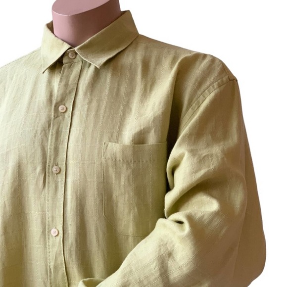 TOMMY BAHAMAS Shirt Men's 2XL Green Relax Breezed 100% Linen Button Down - Picture 2 of 7